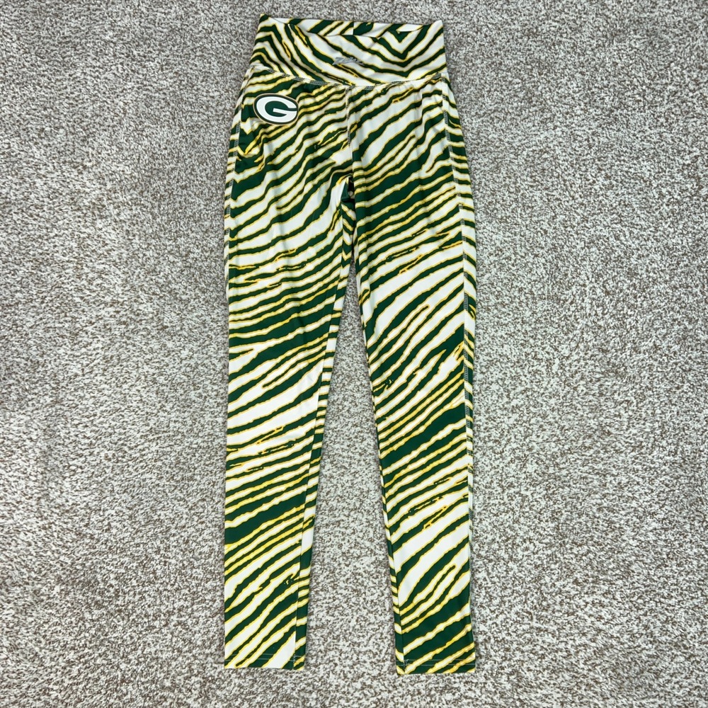 Green Bay Packers Leggings Womens Small Majestic Zebra NFL Green Football Pants